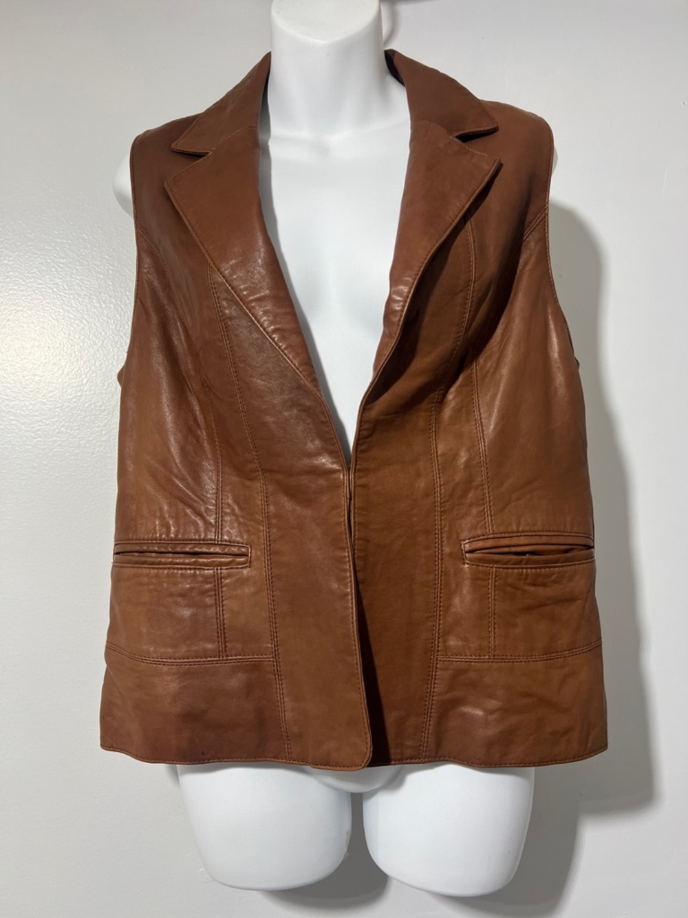 Coldwater Creek Leather Sleeveless Biker Vest